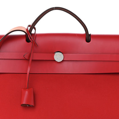 Hermes Military Toile Vache Hunter Herbag Zip Retourne Cabine Bag Rouge Piment 8 of 12