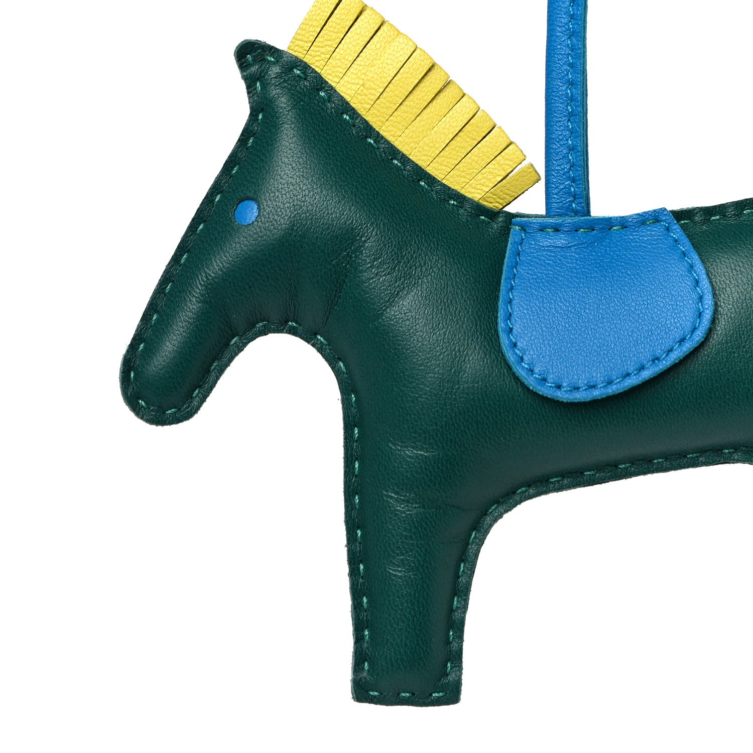 Hermes Milo Lambskin Grigri Rodeo Horse Bag Charm MM Malachite Bleu Zanzibar Lime 3 of 5