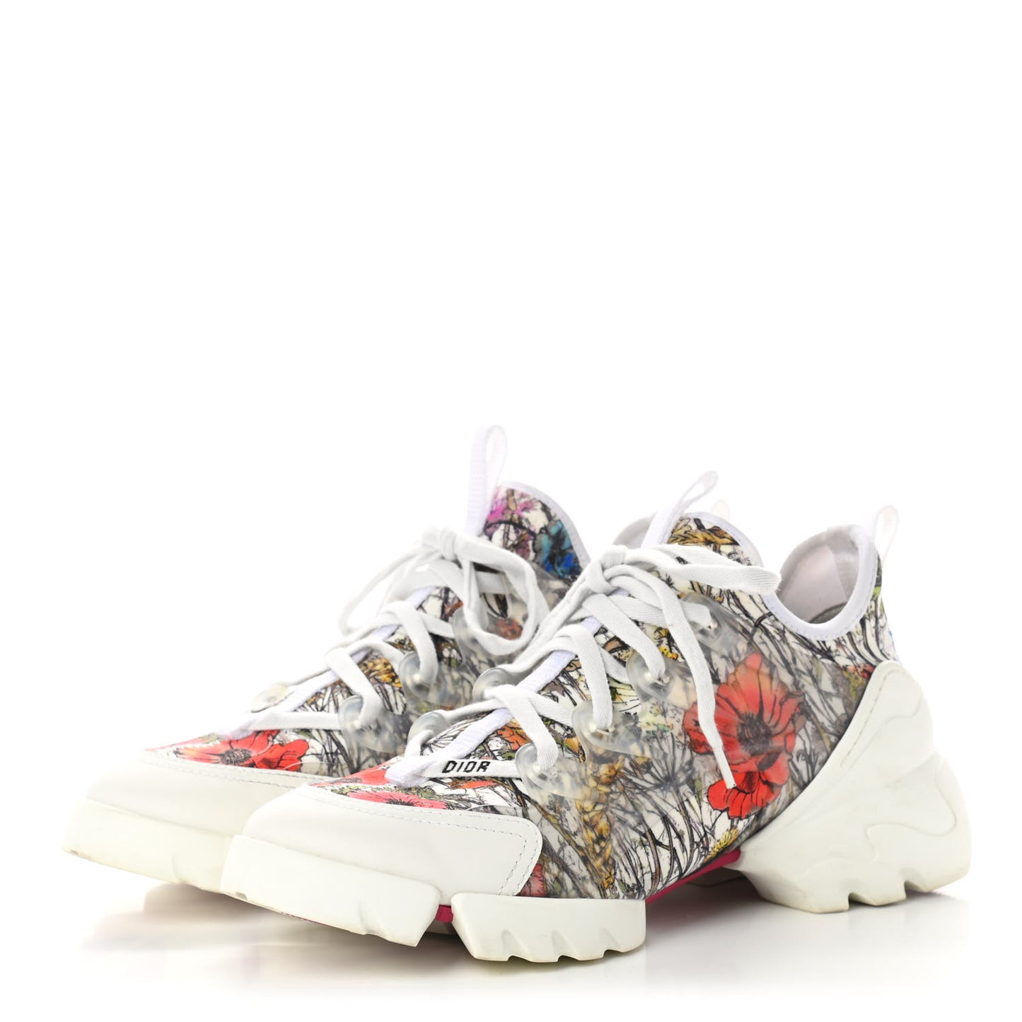Neoprene Rubber Champetre Print Womens D-Connect Sneakers 38 White Multicolor