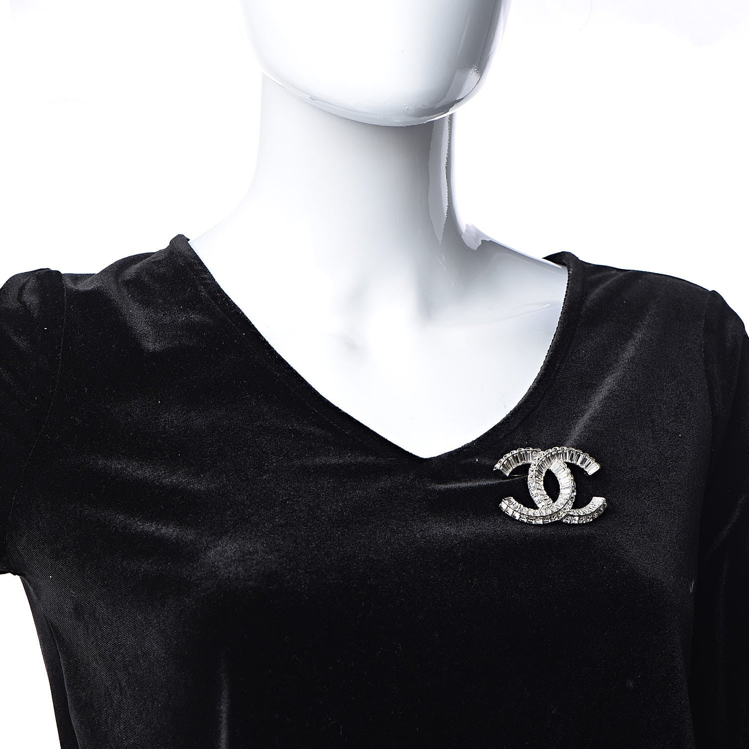 Chanel Baguette Crystal CC Brooch Silver 2 of 5