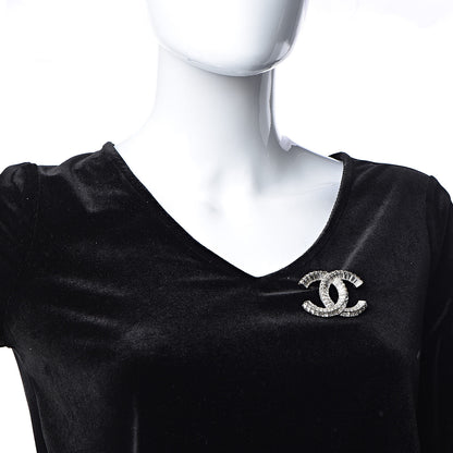 Chanel Baguette Crystal CC Brooch Silver 2 of 5