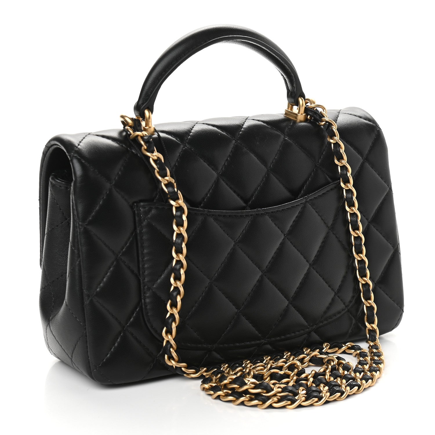 Chanel Lambskin Quilted Mini Top Handle Rectangular Flap Black 3 of 9