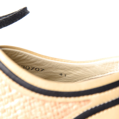 Chanel Straw Calfskin Lace Up Sneakers 41 Beige Black 10 of 11