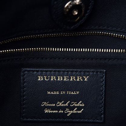 Burberry Grainy Calfskin House Check Large Banner Tote Black 10 of 12