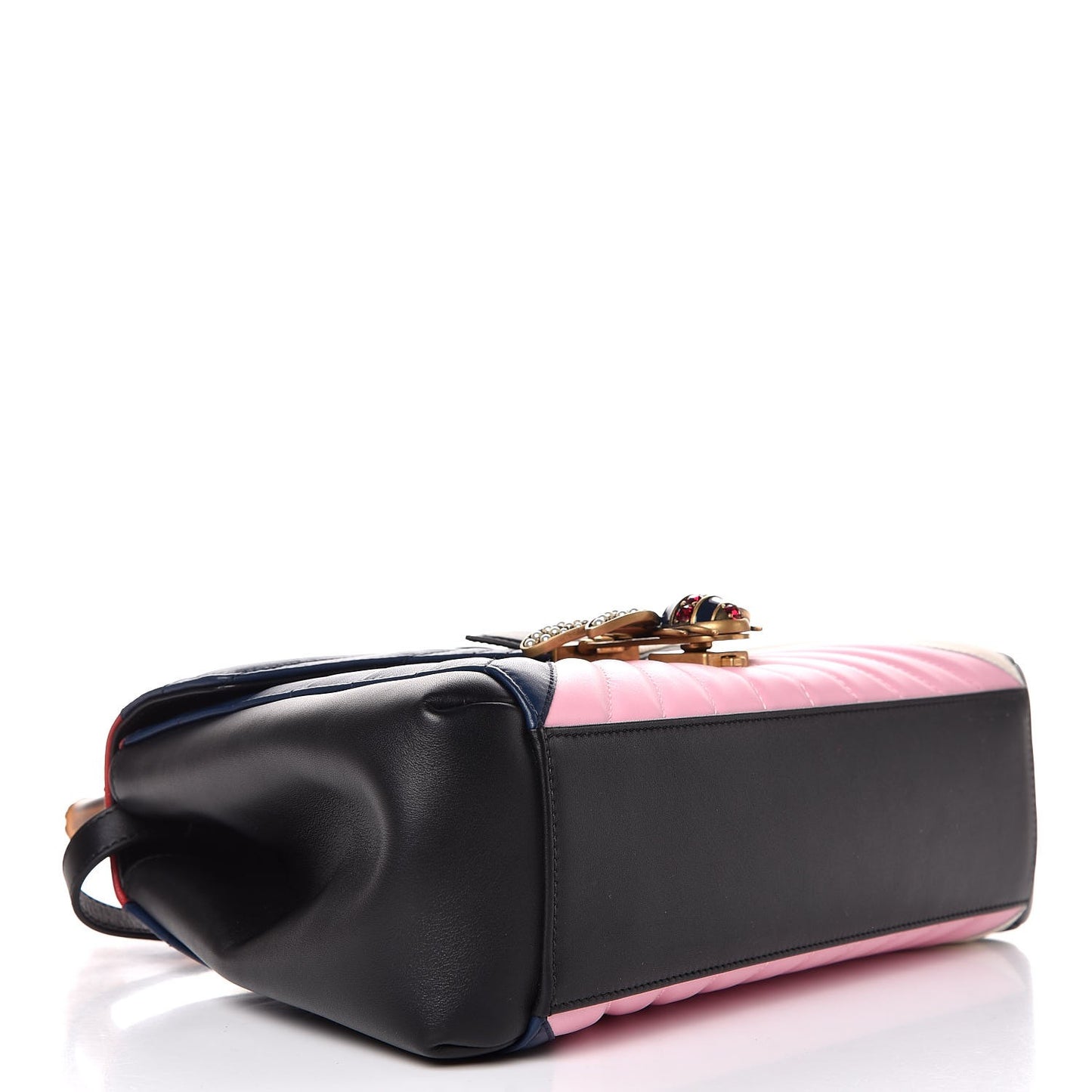 Calfskin Bamboo Trapuntata Queen Margaret Top Handle Bag Blue Agata Hibiscus Red Mystic White Sugar Pink