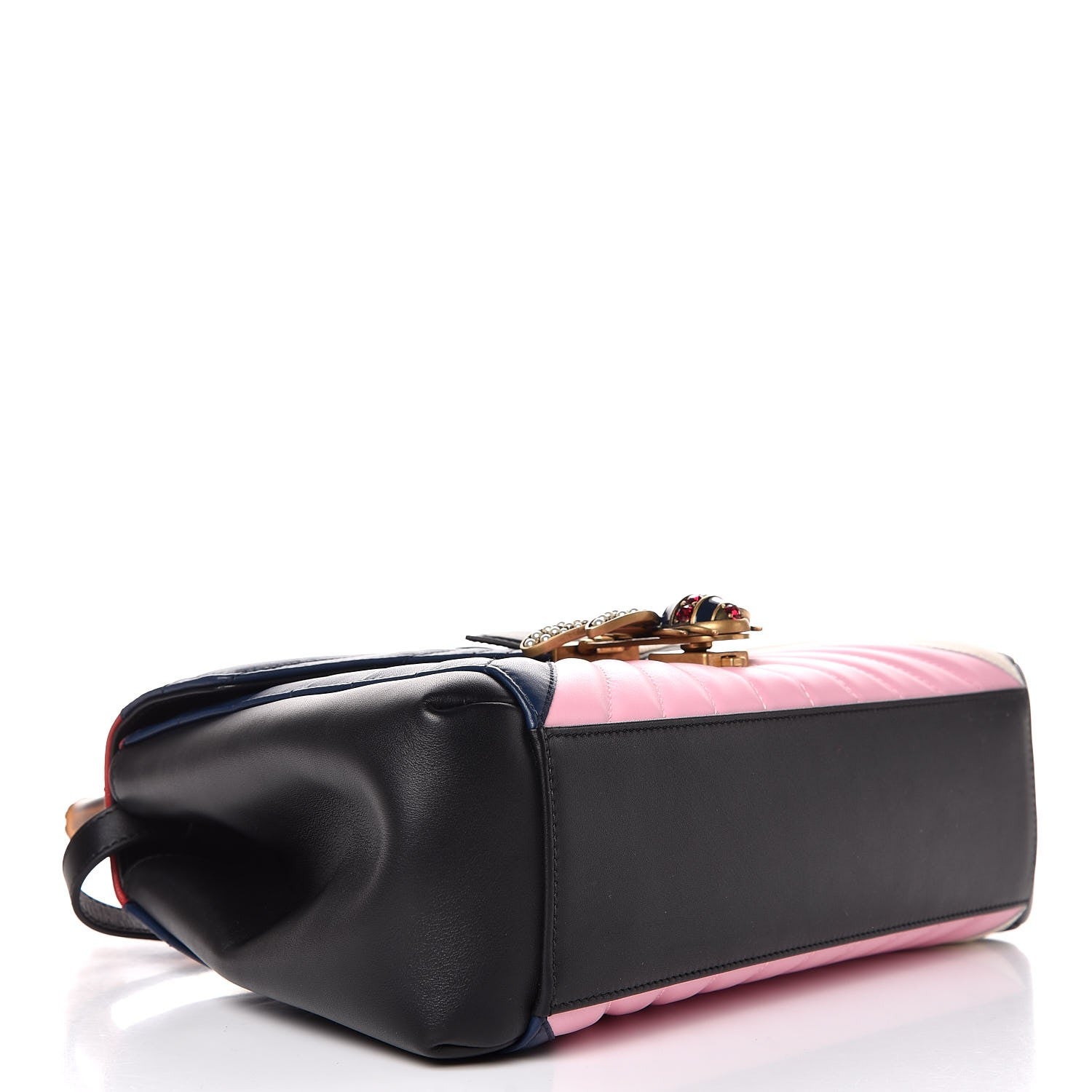 Gucci Calfskin Bamboo Trapuntata Queen Margaret Top Handle Bag Blue Agata Hibiscus Red Mystic White Sugar Pink 5 of 8