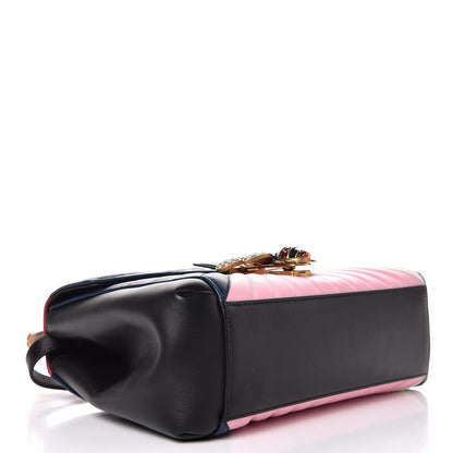 Gucci Calfskin Bamboo Trapuntata Queen Margaret Top Handle Bag Blue Agata Hibiscus Red Mystic White Sugar Pink 5 of 8
