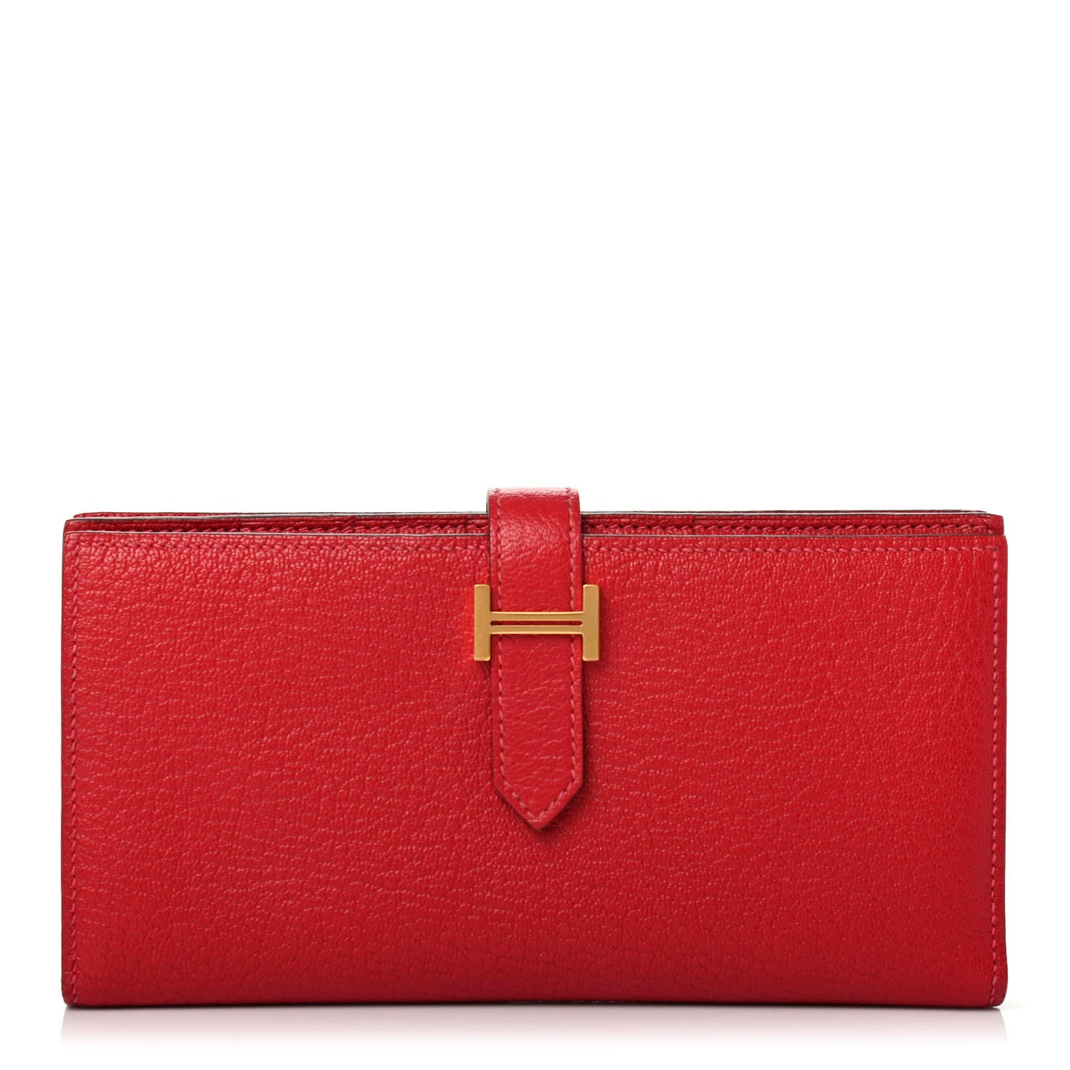 Hermes Chevre Mysore Bearn Gusset Wallet Rouge Casaque 1 of 4