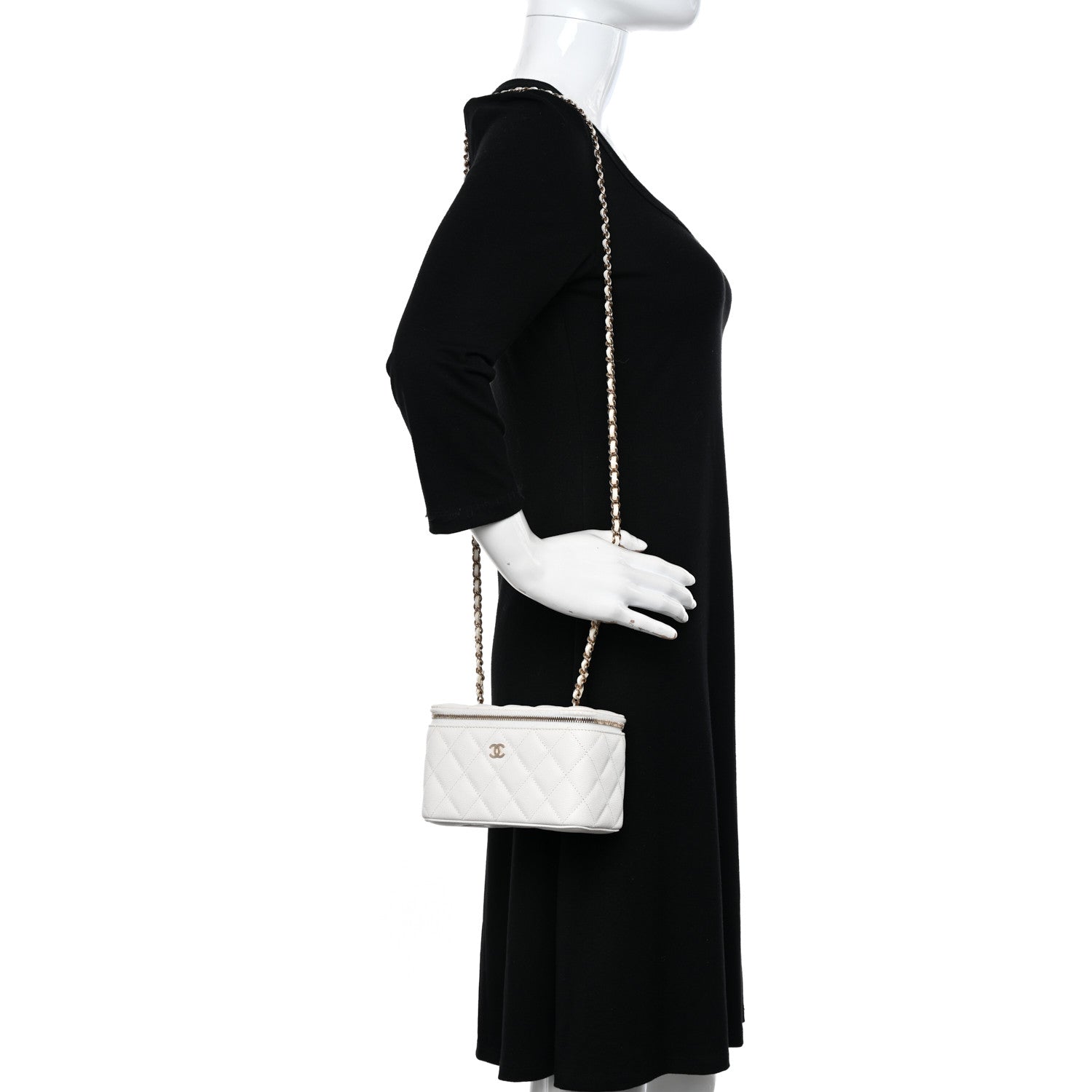 Chanel Caviar Quilted Small Vanity Case With Chain White 11 of 11