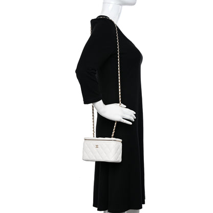 Chanel Caviar Quilted Small Vanity Case With Chain White 11 of 11