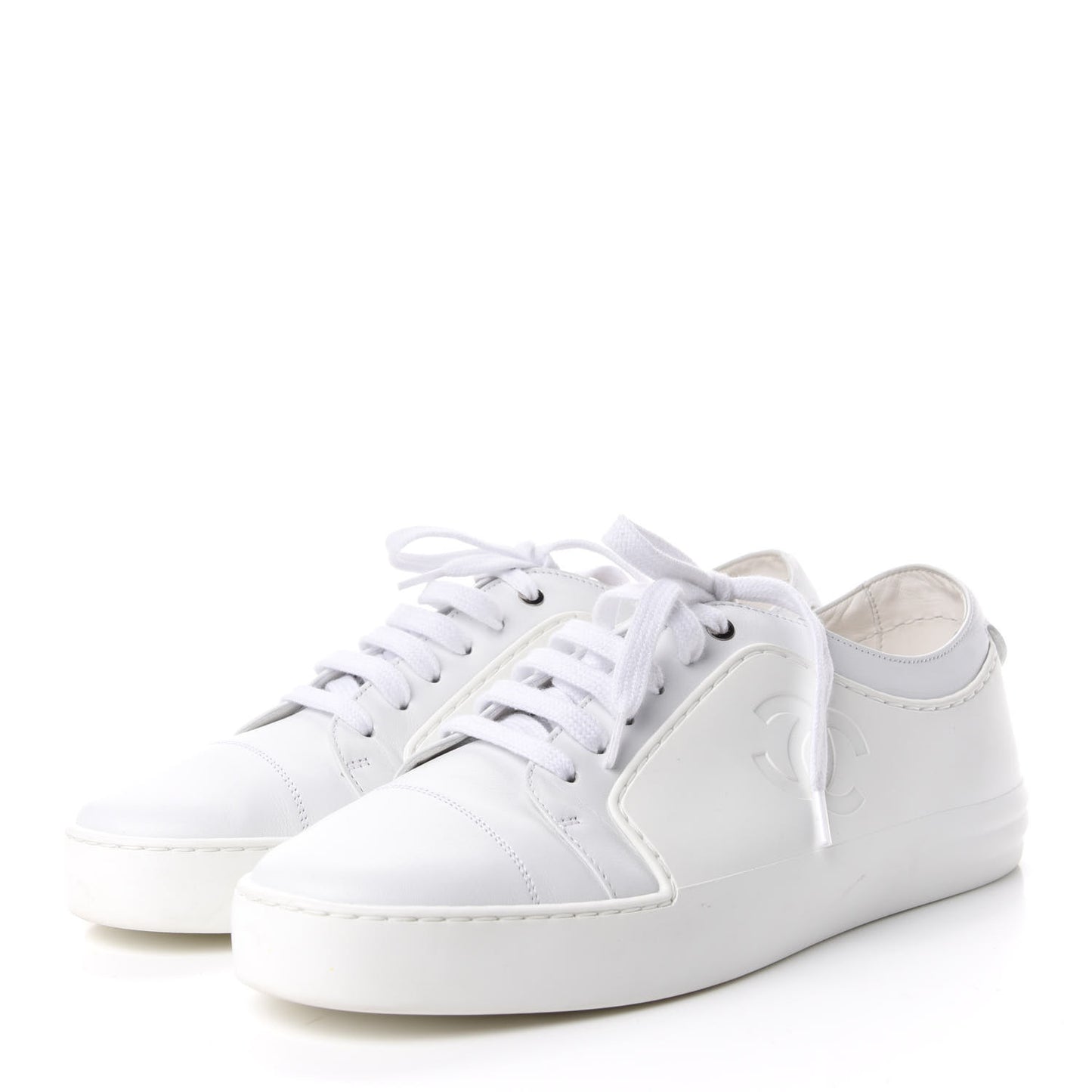 Calfskin Gum Womens CC Sneakers 40 White