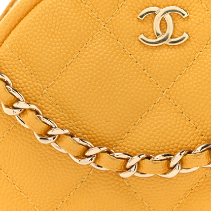 Chanel Caviar Quilted Round Clutch With Chain Yellow 8 of 11