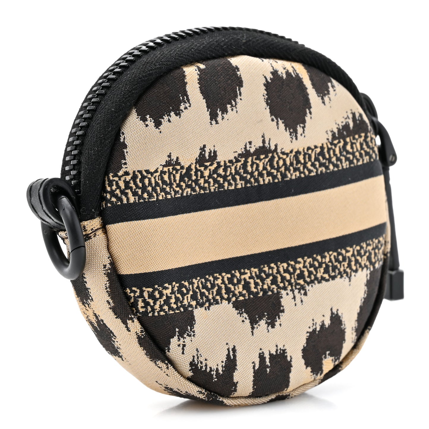 Technical Fabric Embroidered Mizza DiorTravel Round Coin Purse Beige Marron