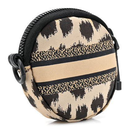 Christian Dior Technical Fabric Embroidered Mizza DiorTravel Round Coin Purse Beige Marron 3 of 7