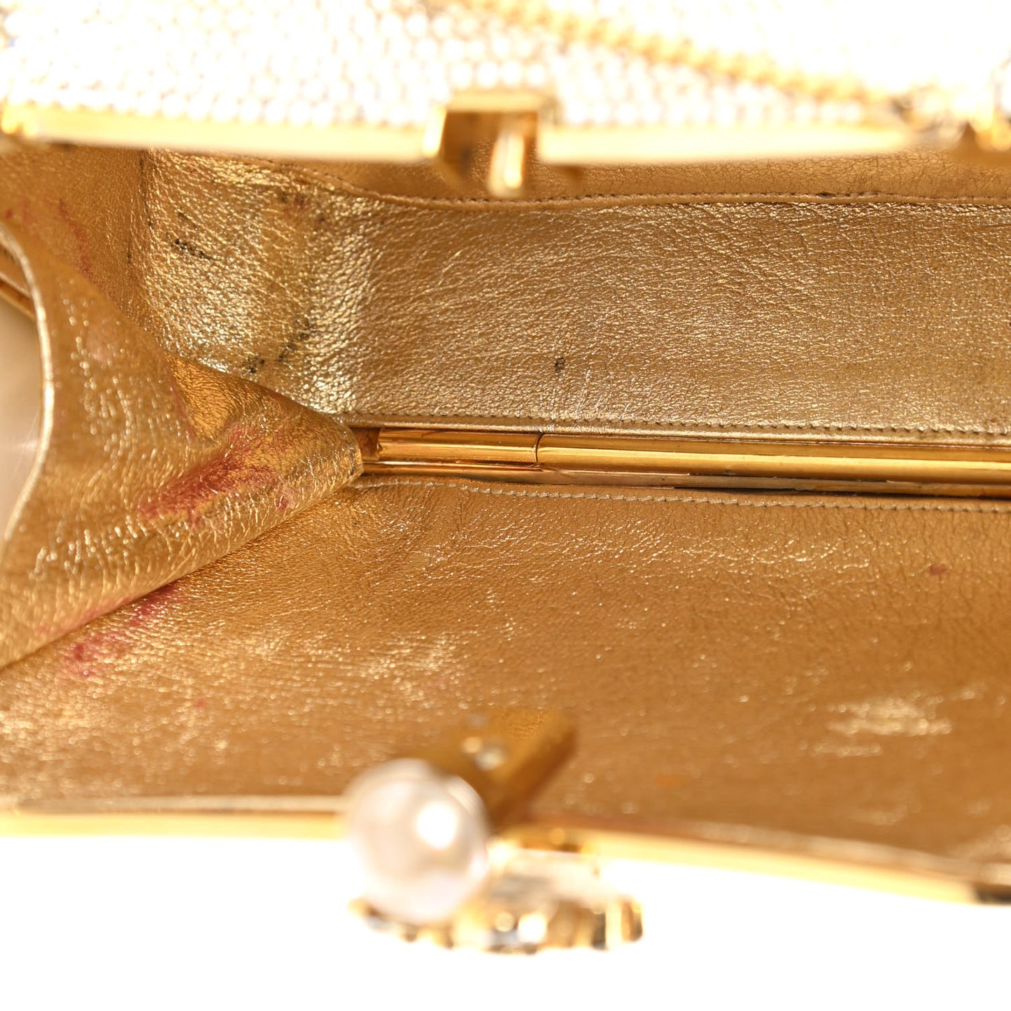 Crystal Minaudiere Clutch Gold Silver