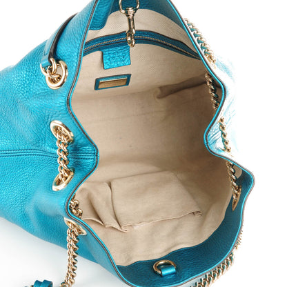 Gucci Metallic Cellarius Calfskin Medium Soho Chain Shoulder Bag Deep Cobalt 5 of 8