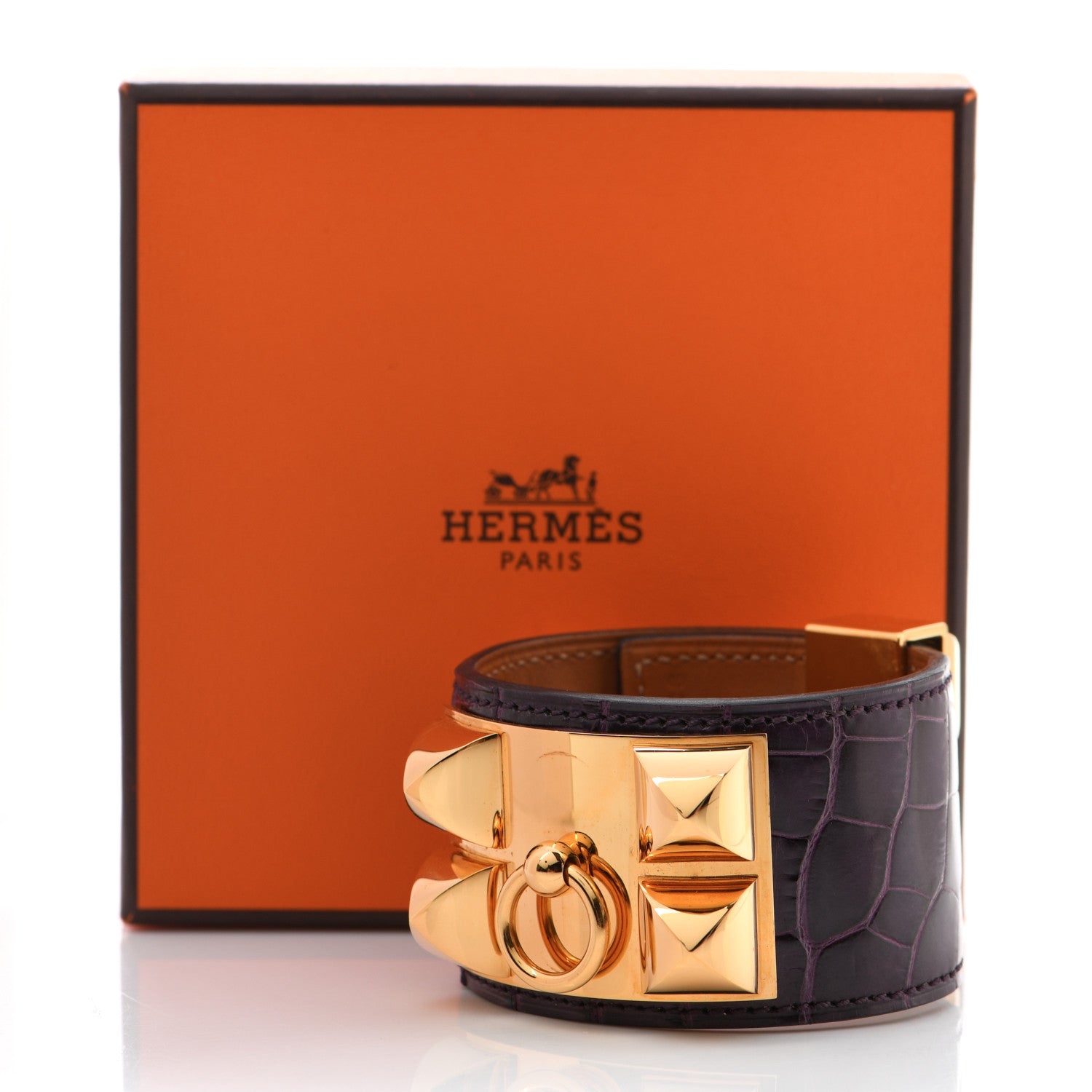 Hermes Shiny Alligator Collier De Chien CDC S Bracelet Amethyst 8 of 8