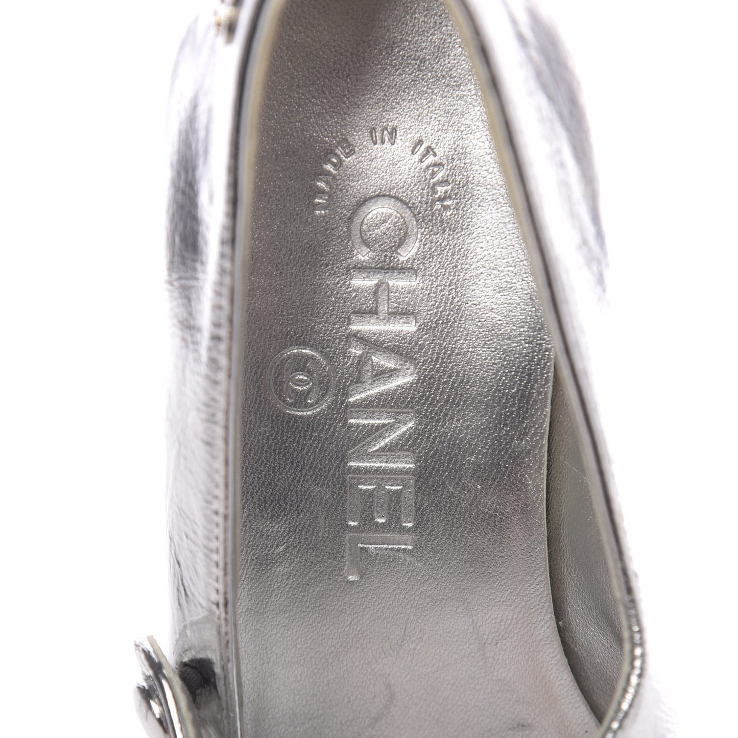 Laminated Goatskin Cap Toe Ballerina Flats 35.5 Silver
