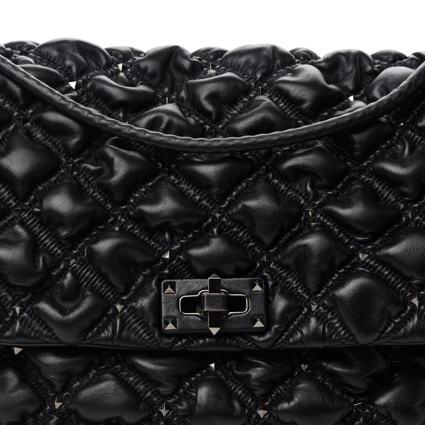 Nappa Large Spikeme Shoulder Bag Black