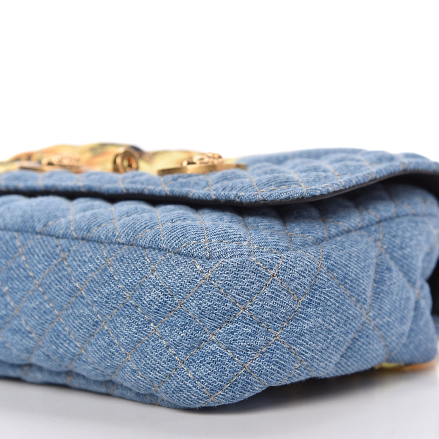 Versace Denim Barocco Printed Icon Small Crossbody Bag Blue 7 of 9