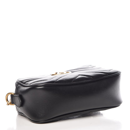 Gucci Calfskin Matelasse Mini GG Marmont Chain Shoulder Bag Black 4 of 10