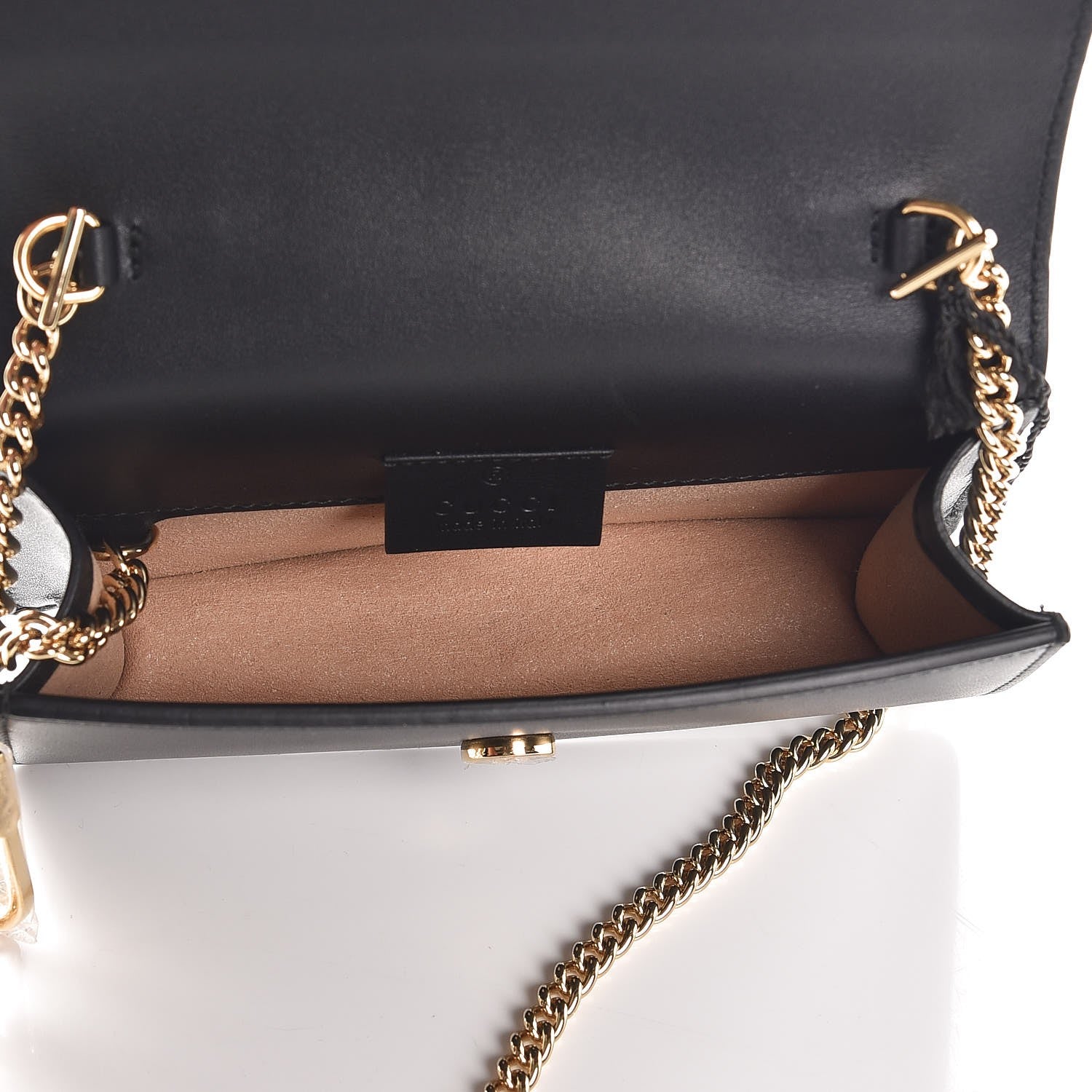 Gucci Calfskin Super Mini Sylvie Chain Shoulder Bag Black 5 of 6