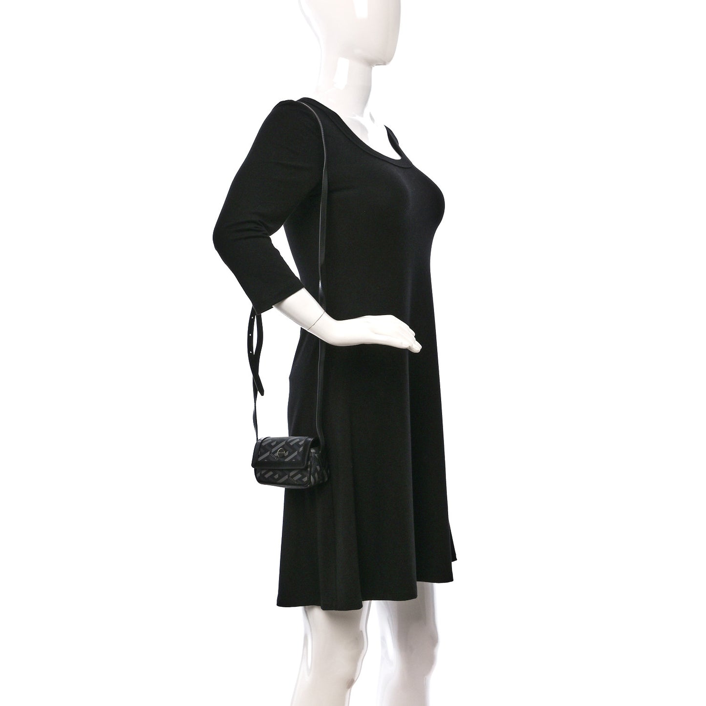 Coated Canvas La Greca Signature Print Mini Bag Black