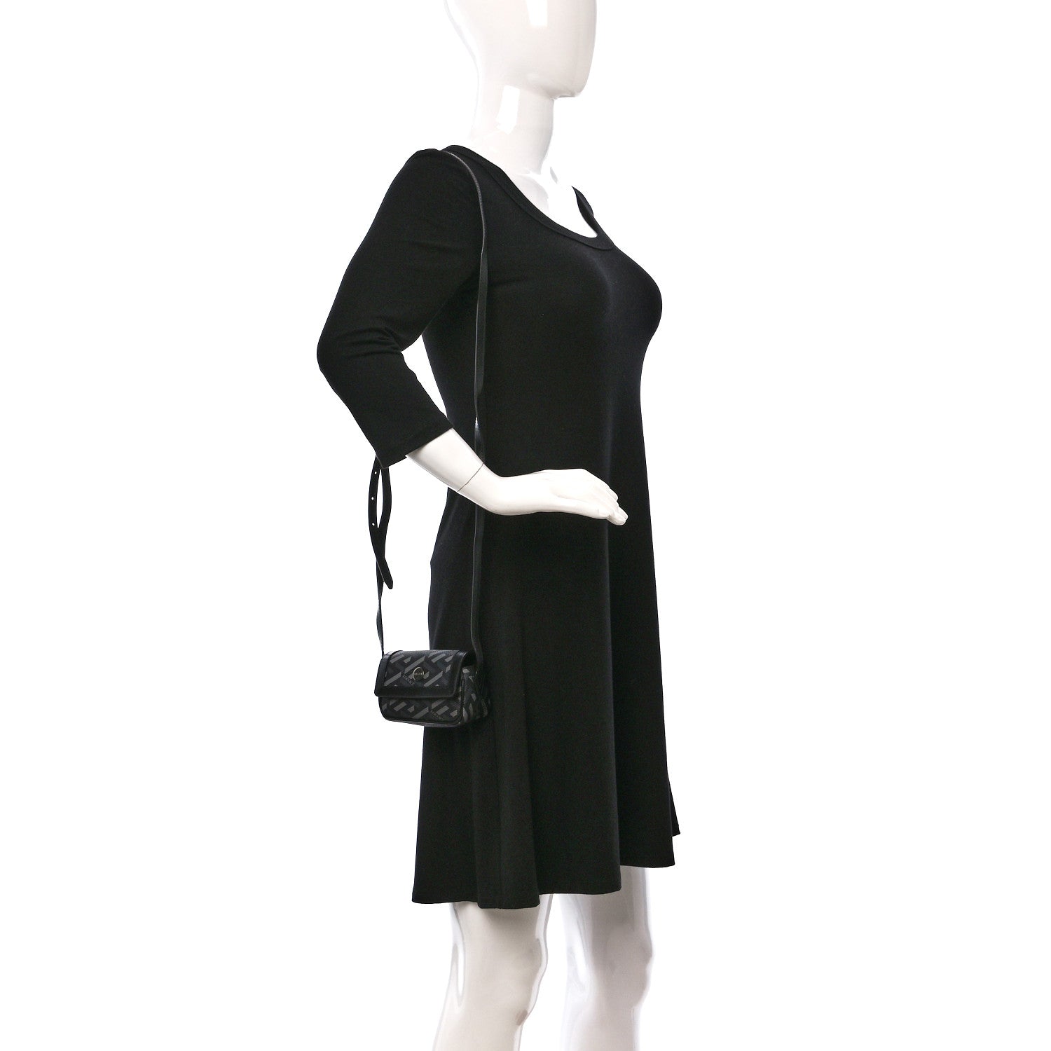 Versace Coated Canvas La Greca Signature Print Mini Bag Black 2 of 10