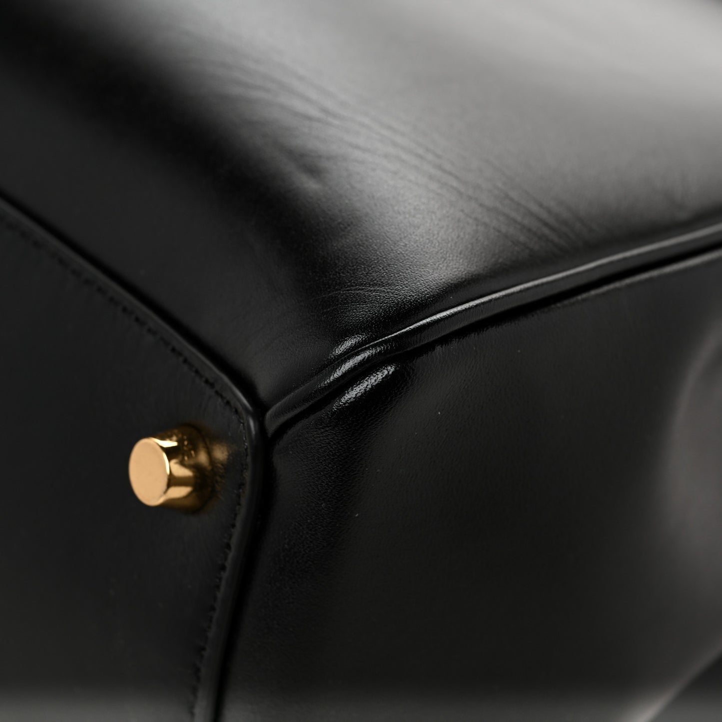 Satinated Calfskin Medium 16 Top Handle Bag Black