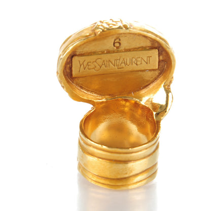 Saint Laurent Glass Cabochon Arty Ovale Ring 6 Gold Turquoise 4 of 4