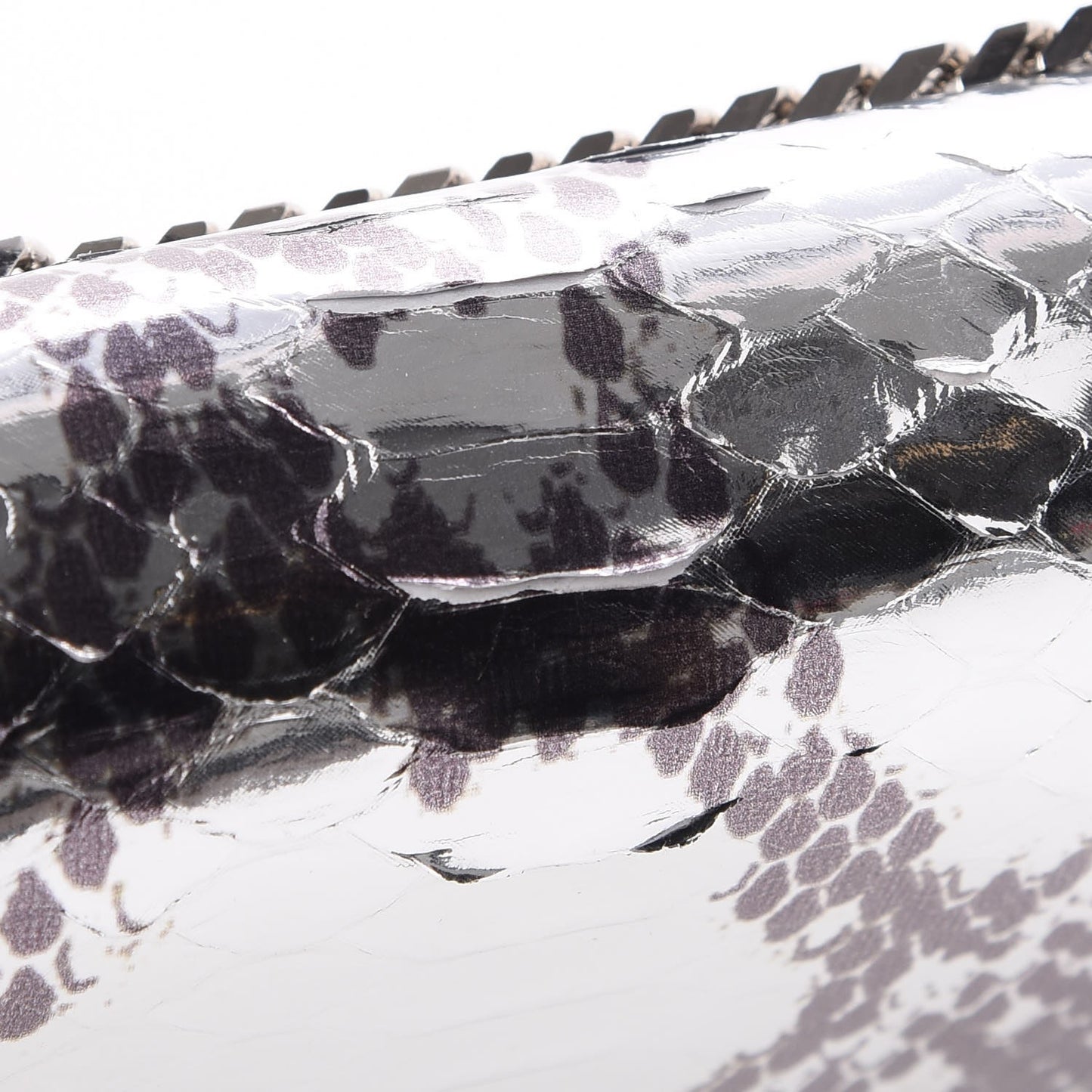 Metallic Python Pandora Chain Wallet Silver