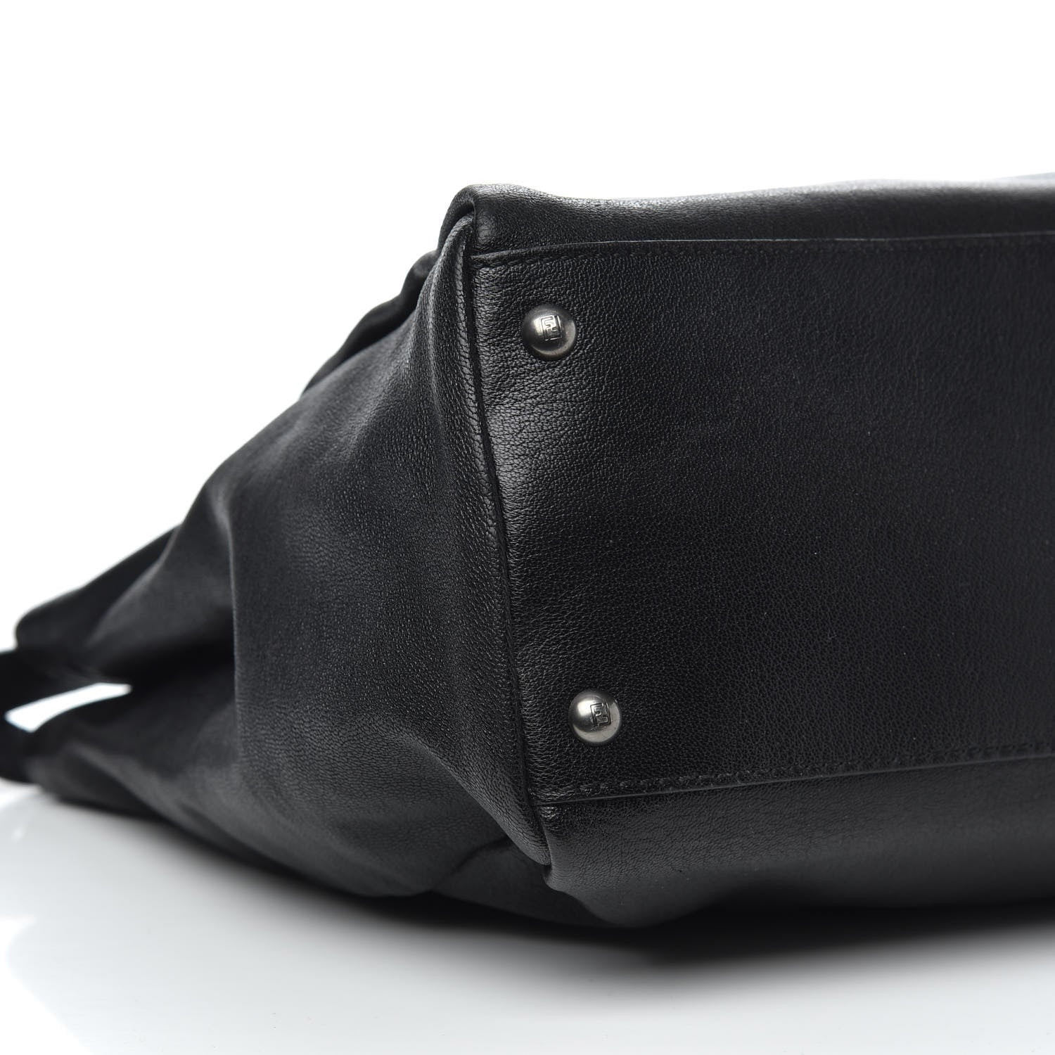 Fendi Goatskin Zucca Large Peekaboo Iconic Satchel Black Tobacco 9 of 10