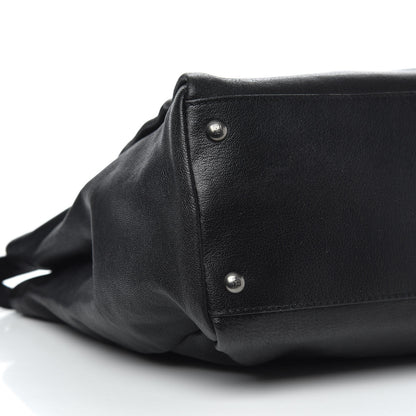 Fendi Goatskin Zucca Large Peekaboo Iconic Satchel Black Tobacco 9 of 10