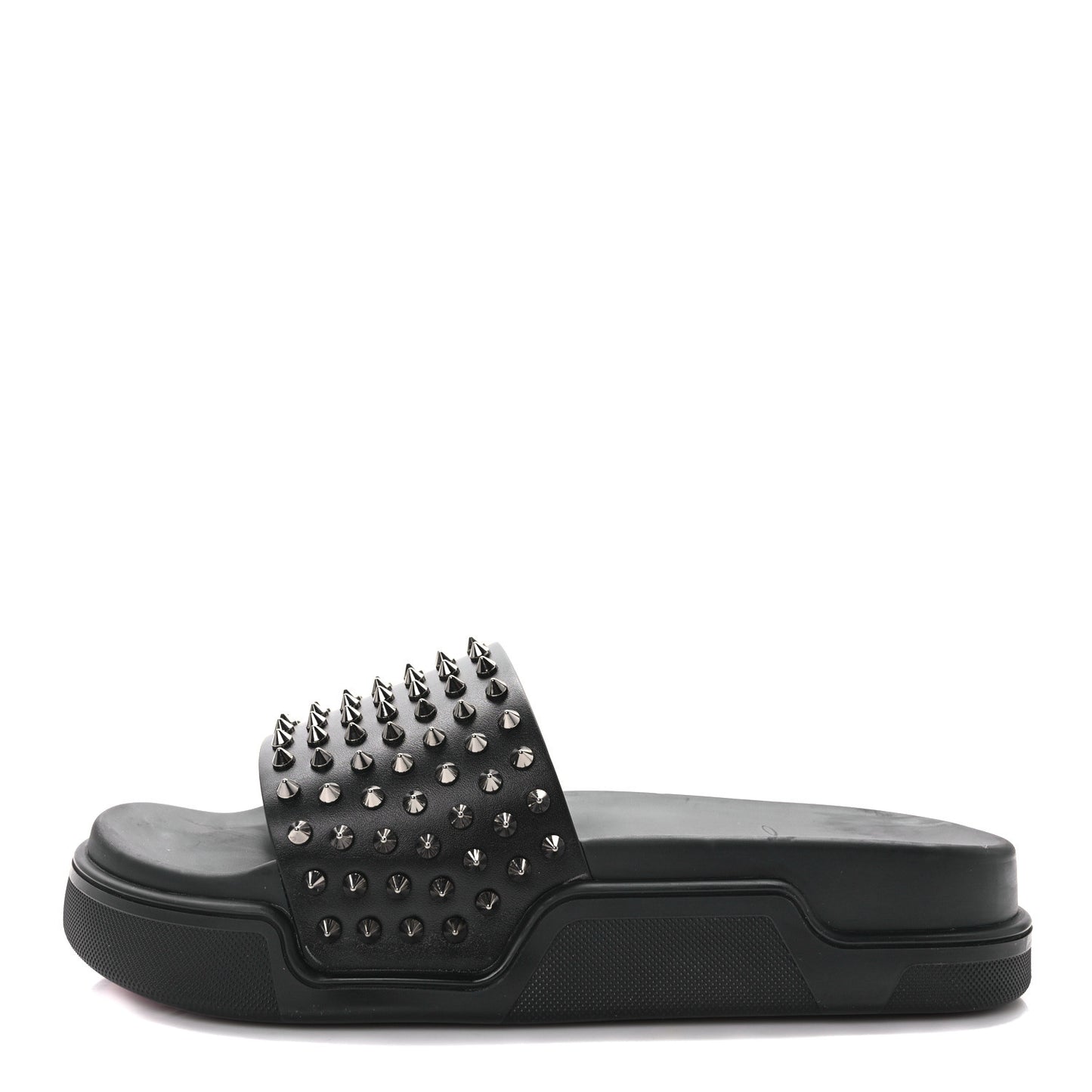 Calfskin Studded Mens Pool Fun Platform Flat Slide Sandals 43 Black