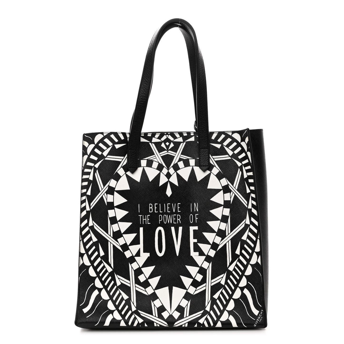 Calfskin Power of Love Print Tote Black