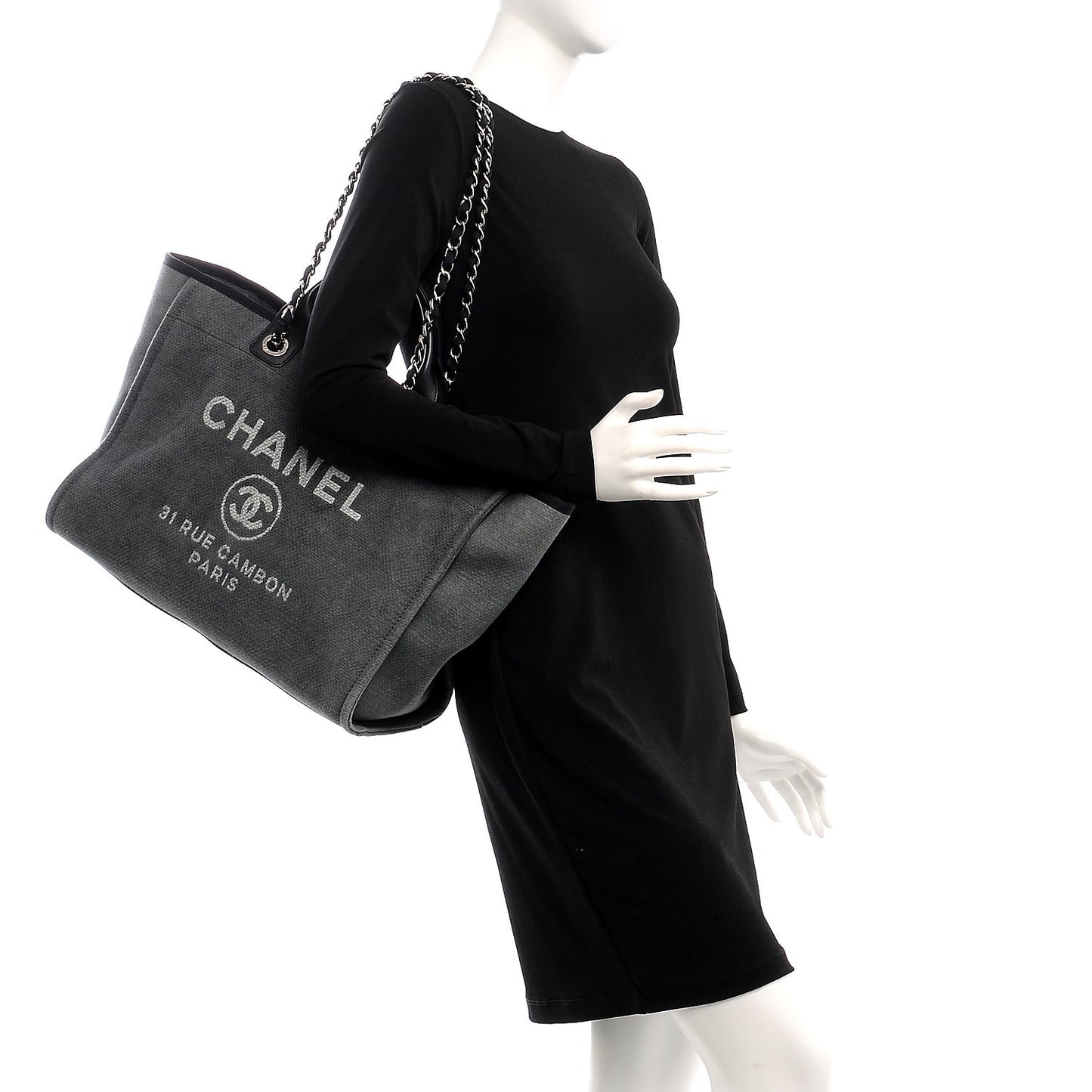 Canvas Large Deauville Tote Dark Grey