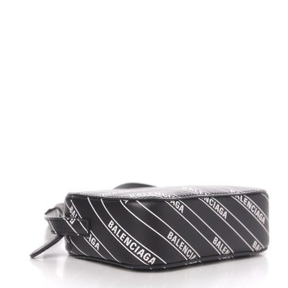 Balenciaga Calfskin Diagonal Allover Logo Print XS Ville Camera Bag Black White 4 of 10