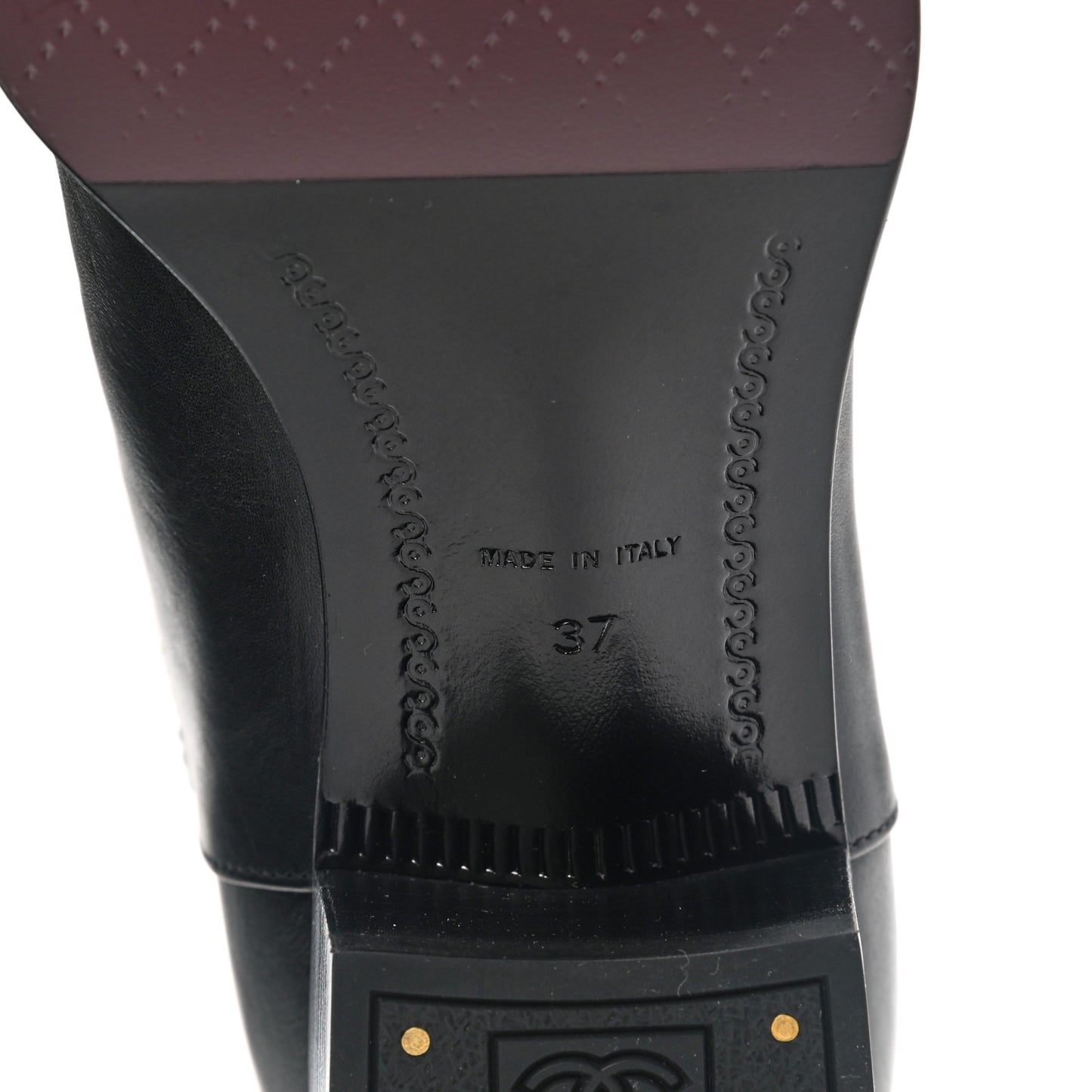 Shiny Calfskin Short CC Boots 37 Black