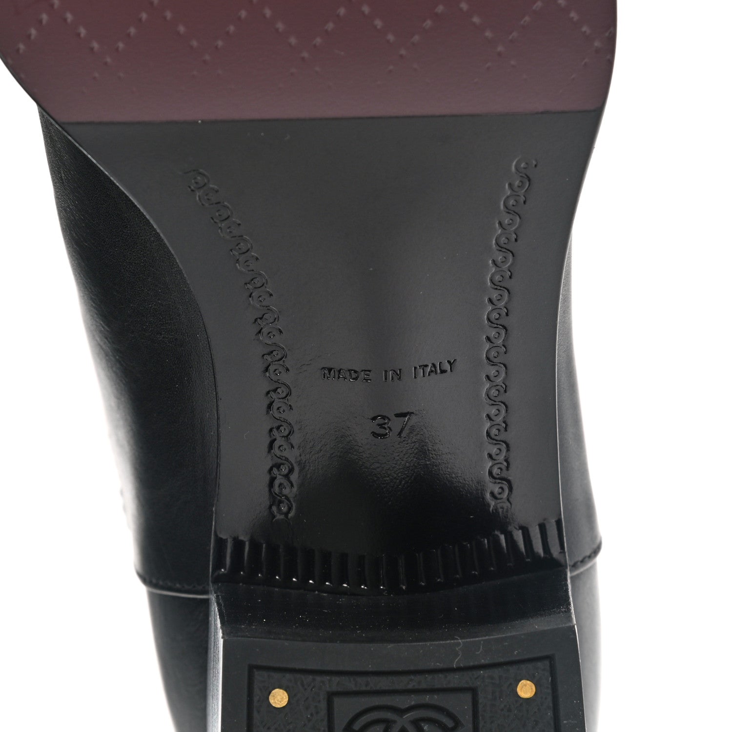 Chanel Shiny Calfskin Short CC Boots 37 Black 6 of 9