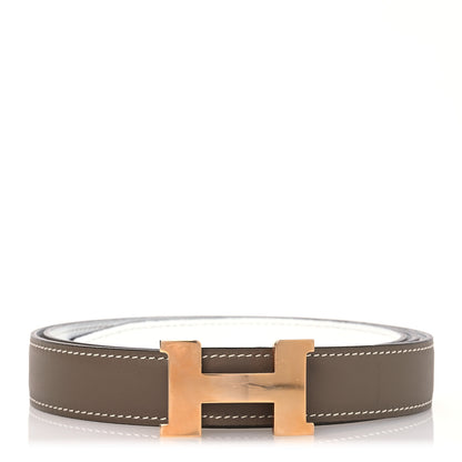 Hermes Swift Epsom 32mm H Belt 95 38 Etoupe White 1 of 8