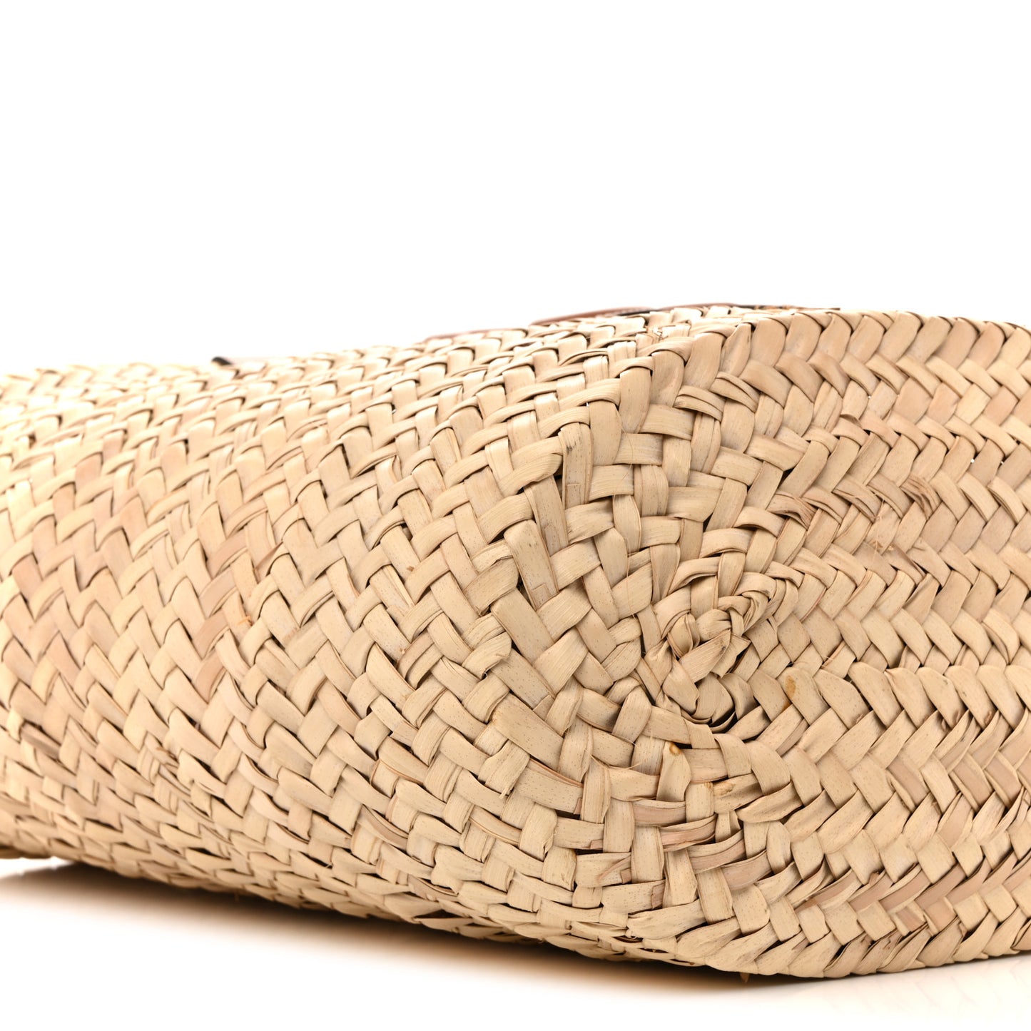Raffia Calfskin Triomphe Medium Panier Tan