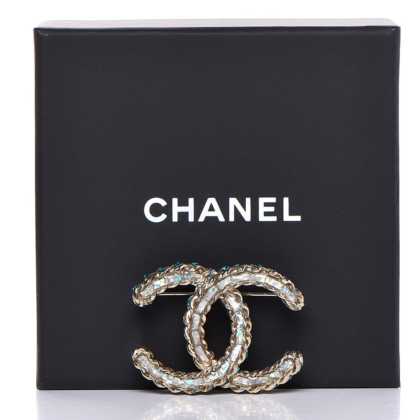 Iridescent Crystal CC Brooch Green