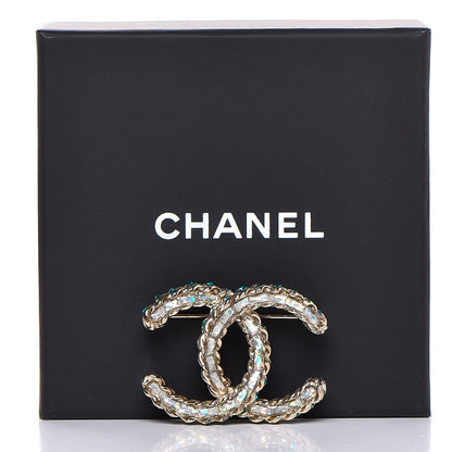 Chanel Iridescent Crystal CC Brooch Green 5 of 5