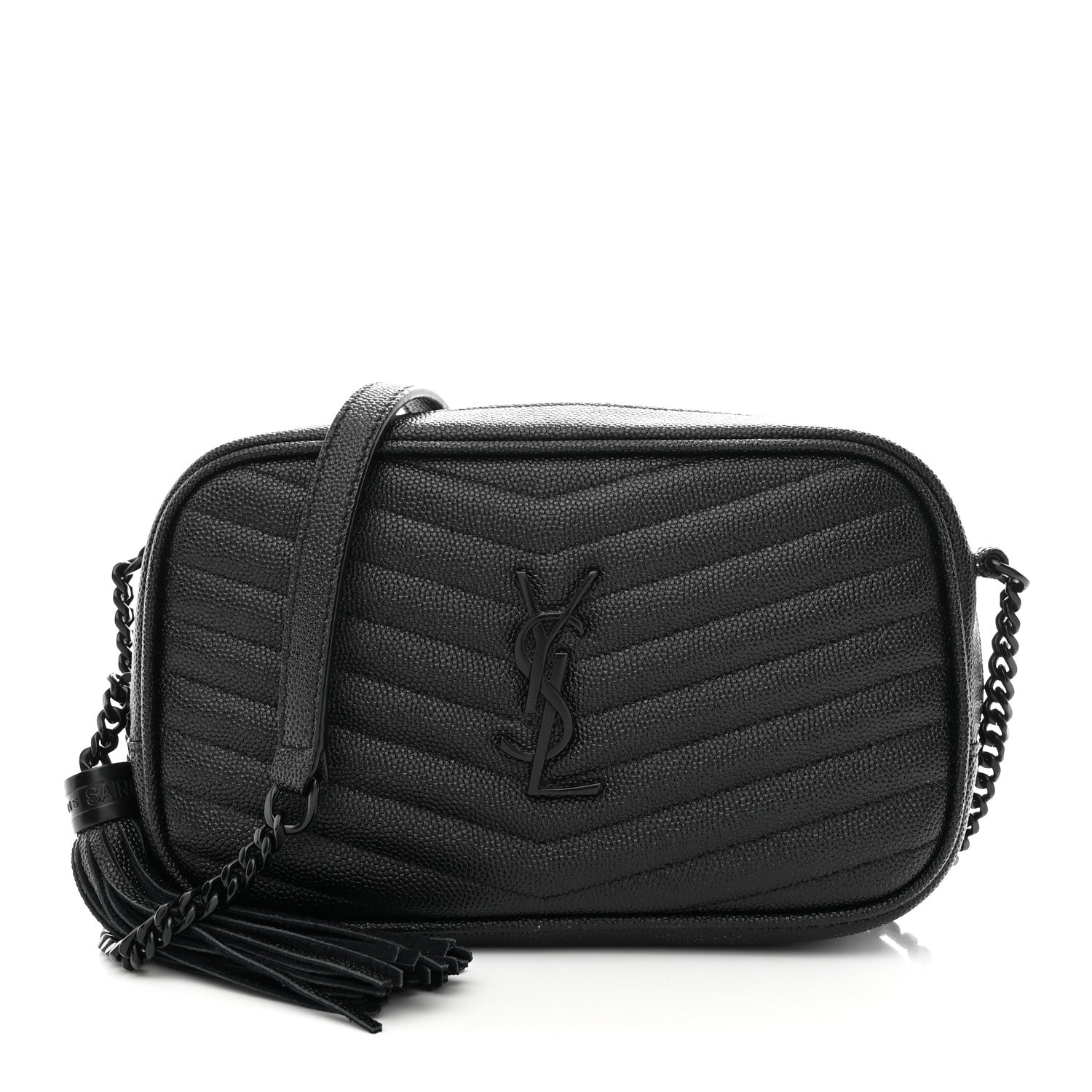 Saint Laurent Grain De Poudre Matelasse Monochrome Monogram Mini Lou Camera Bag Black 1 of 11