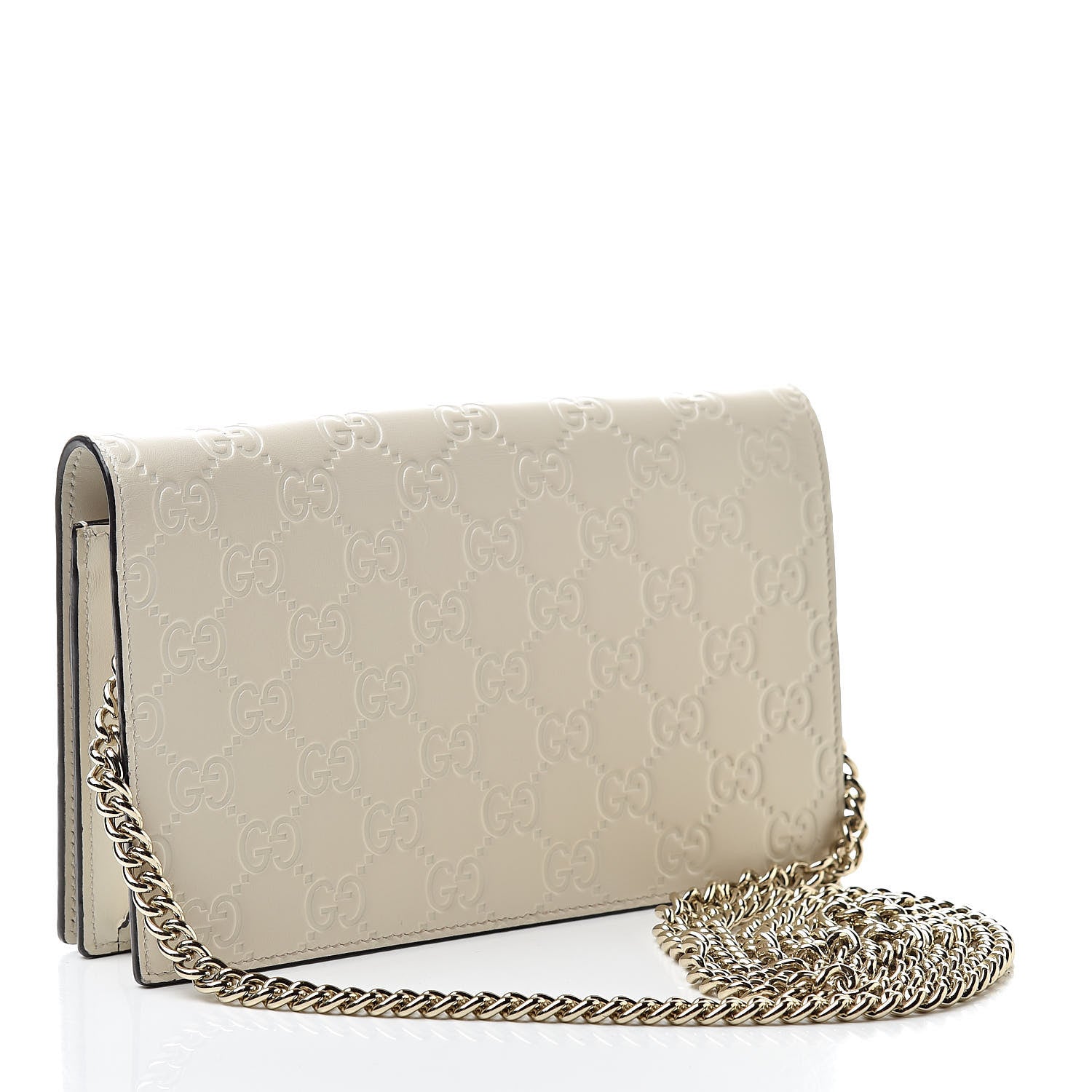 Gucci Guccissima Signature Bowy Chain Wallet Mystic White 3 of 9