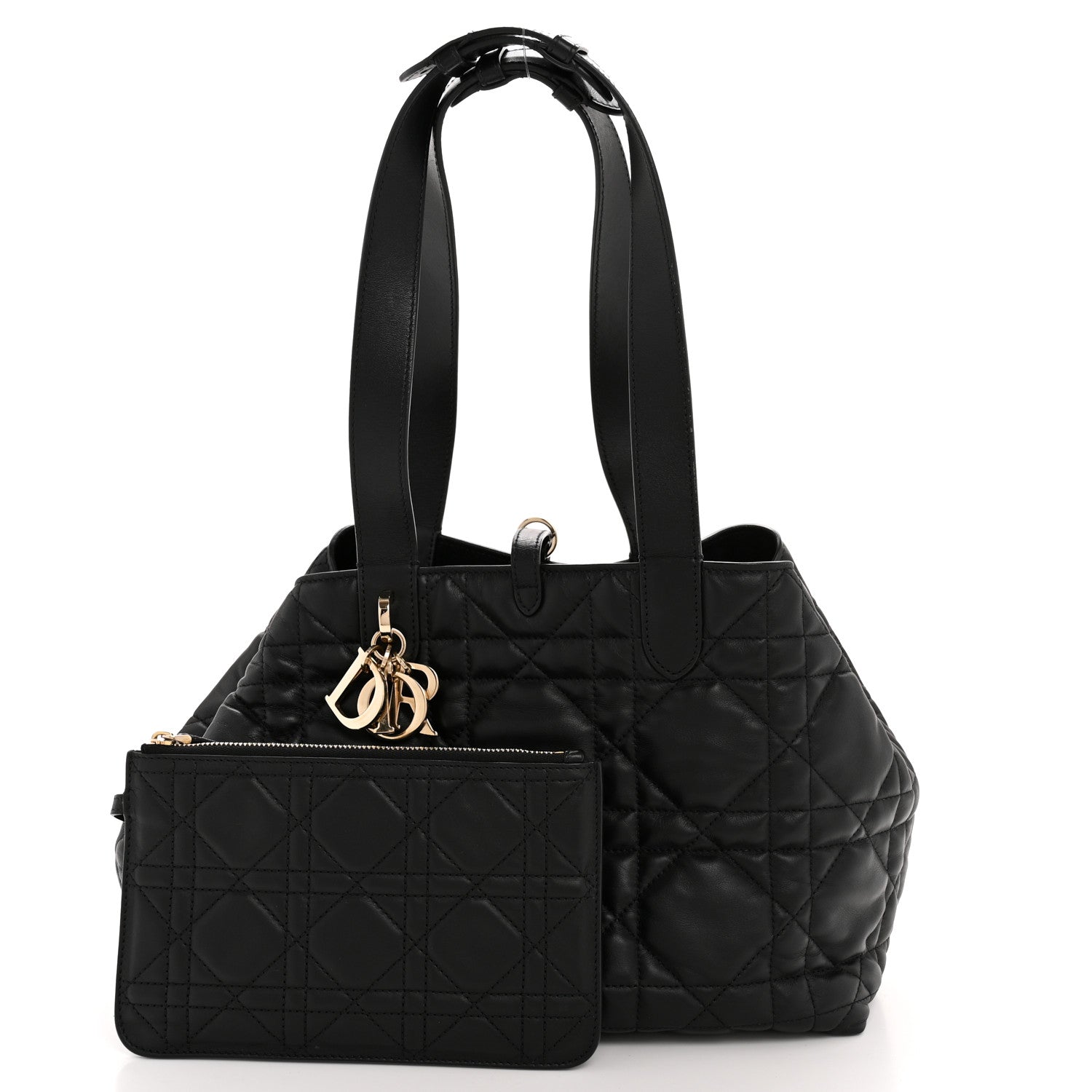Christian Dior ブラックパーティーバッグ Christian Dior Calfskin Macrocannage Medium Toujours Black 1793108