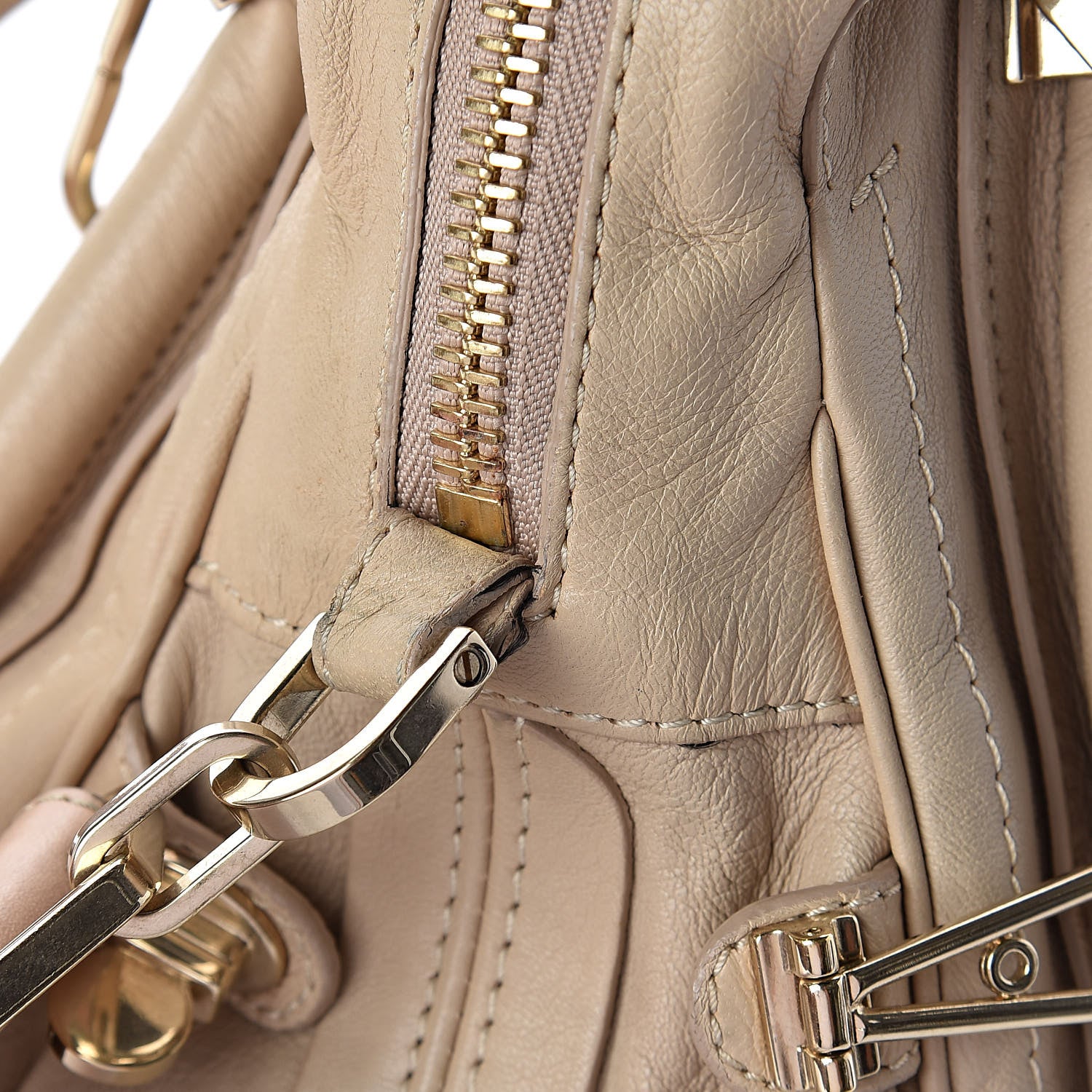 Chloe Calfskin Studded Medium Military Paraty Beige 14 of 14