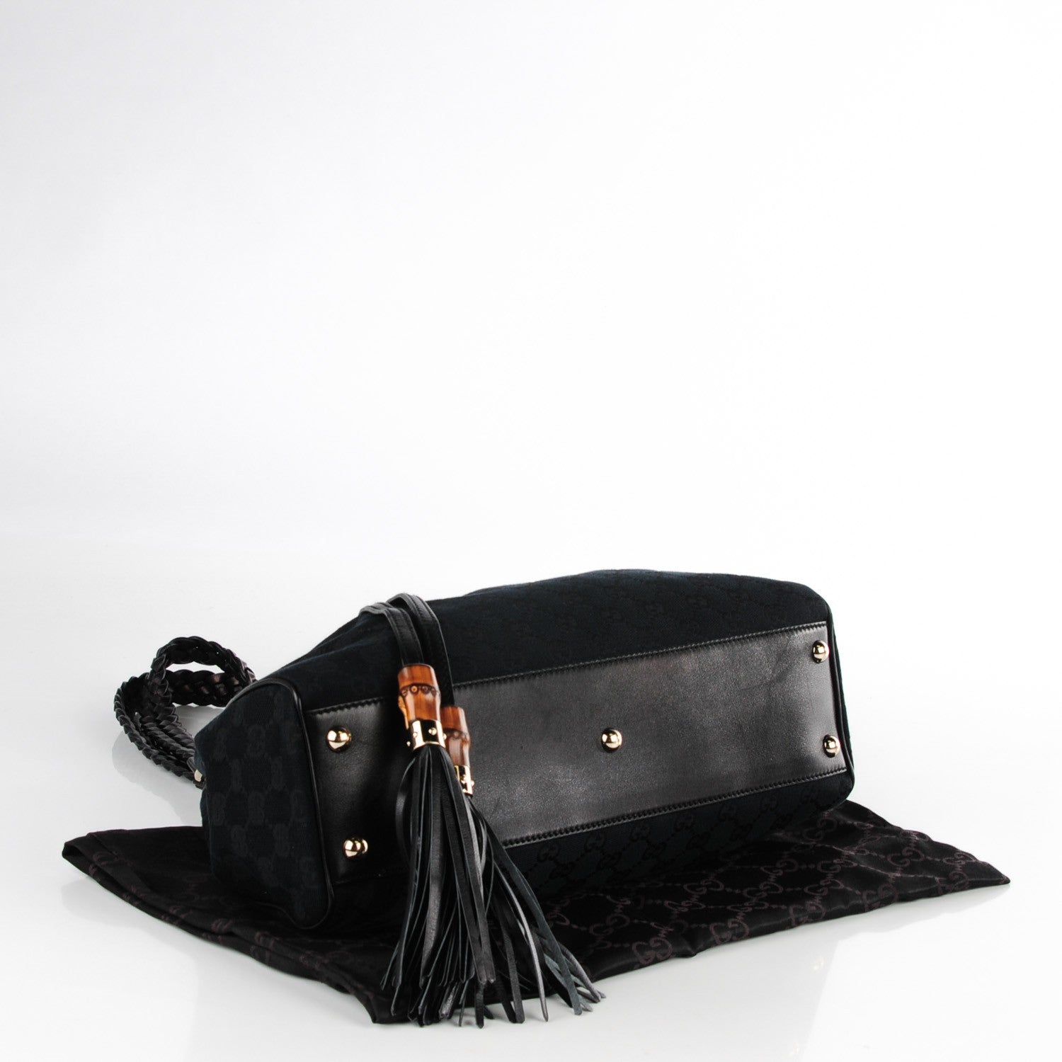 Gucci Monogram Peggy Braided Tote Black 4 of 7
