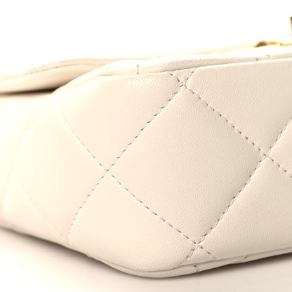 Chanel Shiny Lambskin Quilted Pearl Twist Mini Square Flap White 9 of 11