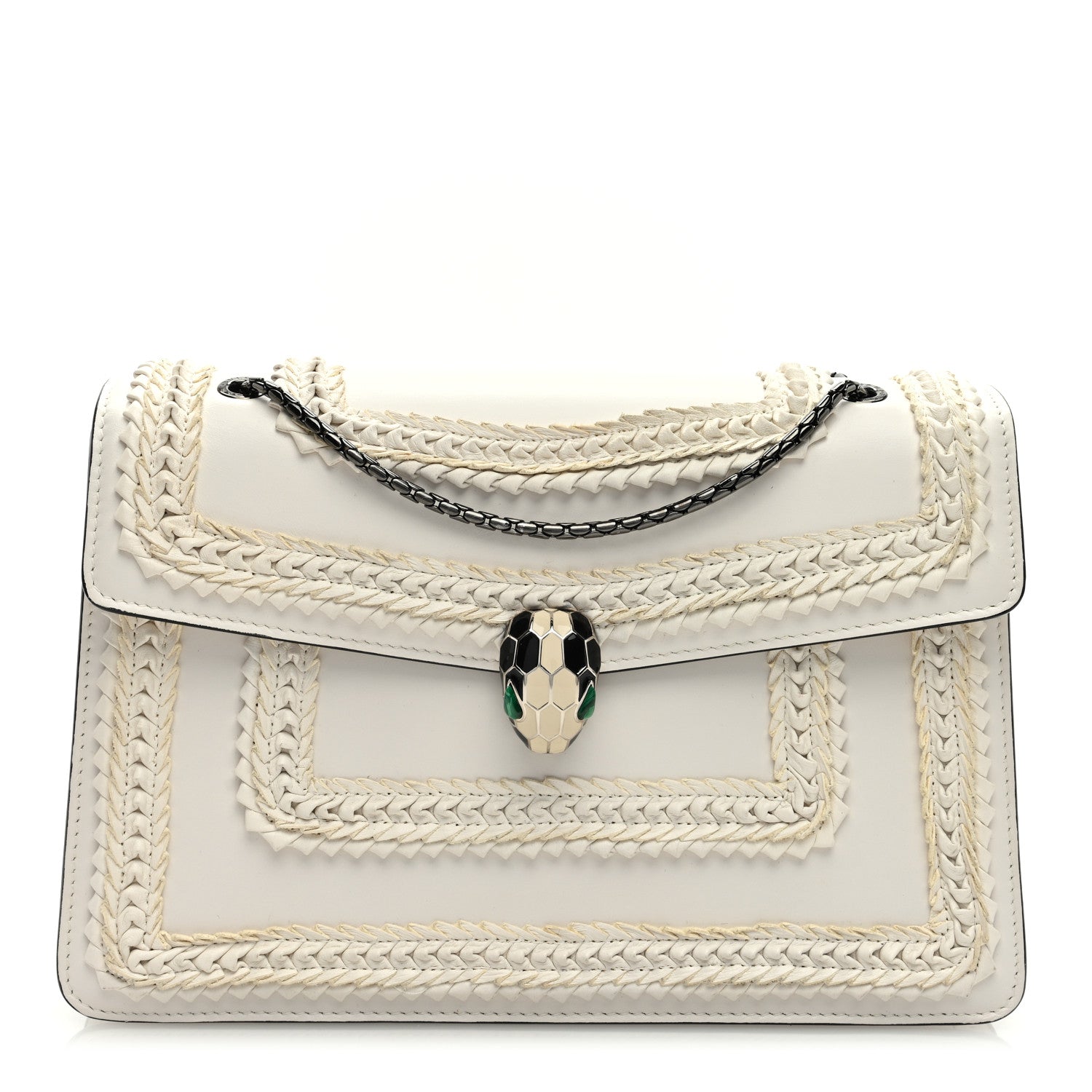 Bulgari Calfskin Plisse Serpenti Forever Shoulder Bag White 3 of 12
